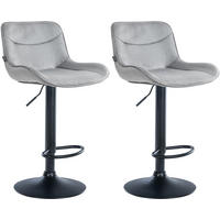 BARHOCKER 2er Set Samt grau - Schwarz/Grau, Textil/Metall (49/85/51cm) - CLP