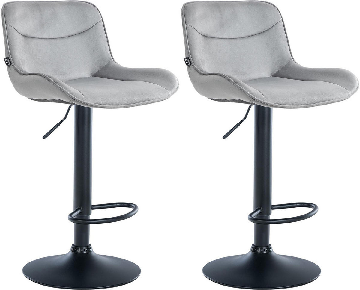 BARHOCKER 2er Set Samt grau - Schwarz/Grau, Textil/Metall (49/85/51cm) - CLP