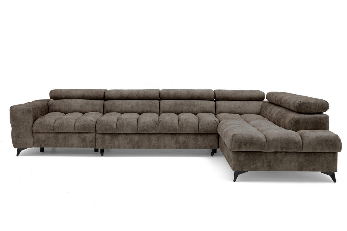 ECKSOFA Pudding Maxi mit Schlaffunktion und Bettkasten - Braun, Textil (203/350cm) - Muffo