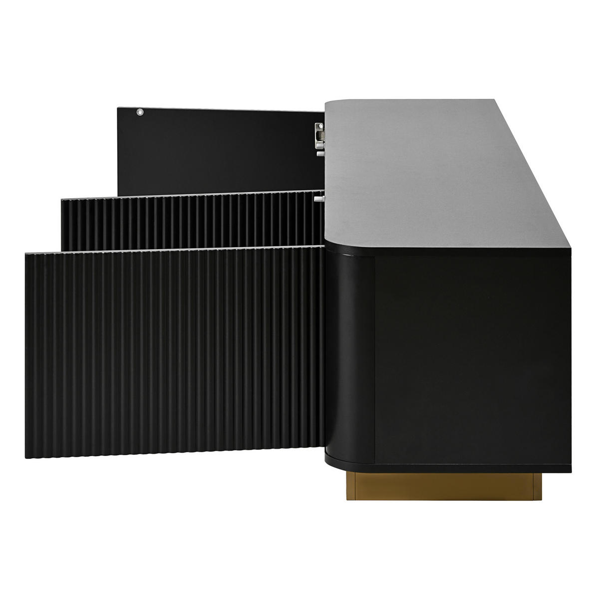 TV-LOWBOARD 170/40,5/47 cm mit 3 Türen, verstellbarem Einlegeboden und Kabelführung, Schwarz - Schwarz, Holzwerkstoff (170/47/40.5cm) - Redom