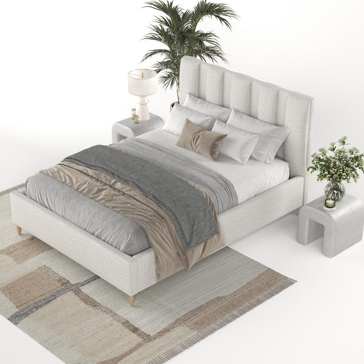 POLSTERBETT Loom 180/200 cm Hellbeige im Riva Stoff - Beige/Naturfarben, Holz/Holzwerkstoff (180/200cm) - AltaBeds