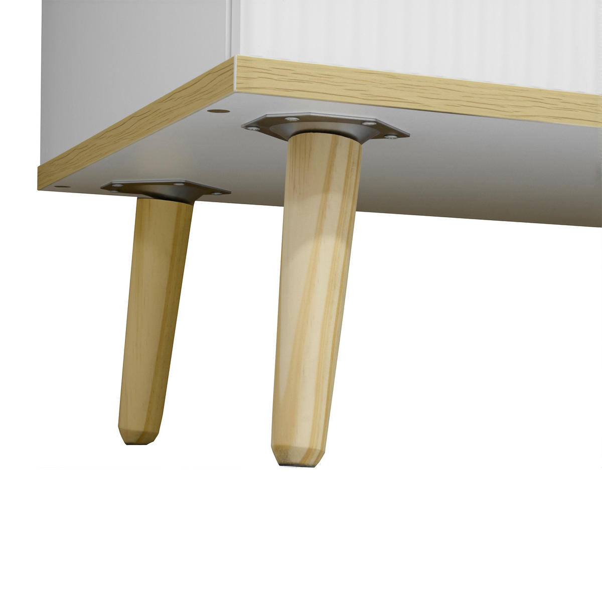SIDEBOARD in Weiß Kommode mit 6 Schubladen und Holzoptik-Füßen für Wohnzimmer, Schlafzimmer und Flur, B120/T40/H76.5cm - Naturfarben/Weiß, Holzwerkstoff/Metall (120/76.5/40cm) - STILVORA