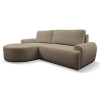 ECKSOFA Dream in L-Form mit Schlaffunktion und Bettkasten, Farbe: Braun, Bouclé-Stoff, Ottomane Links - Braun, Textil (136/260cm) - VENASI MÖBEL