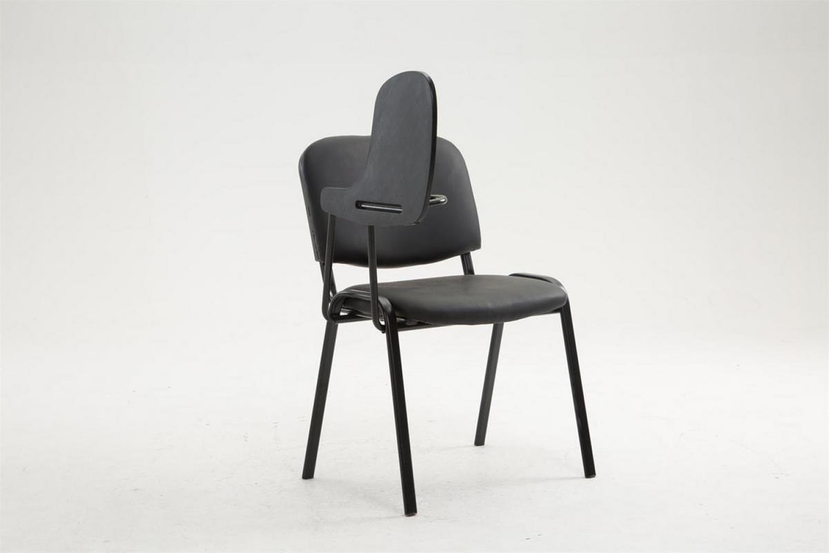 BESUCHERSTUHL Lederlook schwarz - Schwarz, Textil/Metall (53/81/71cm) - CLP