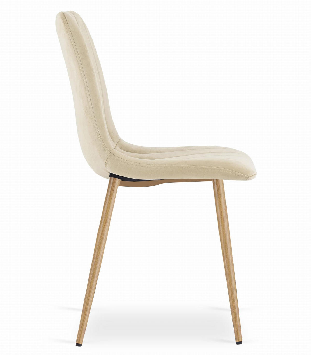 ESSZIMMERSTUHL Velours Hellbeige, gepolsterte Sitzfläche, Metallfüße in Holzoptik, Modernes Design - Beige, Textil (46/86/56cm) - Best For Home