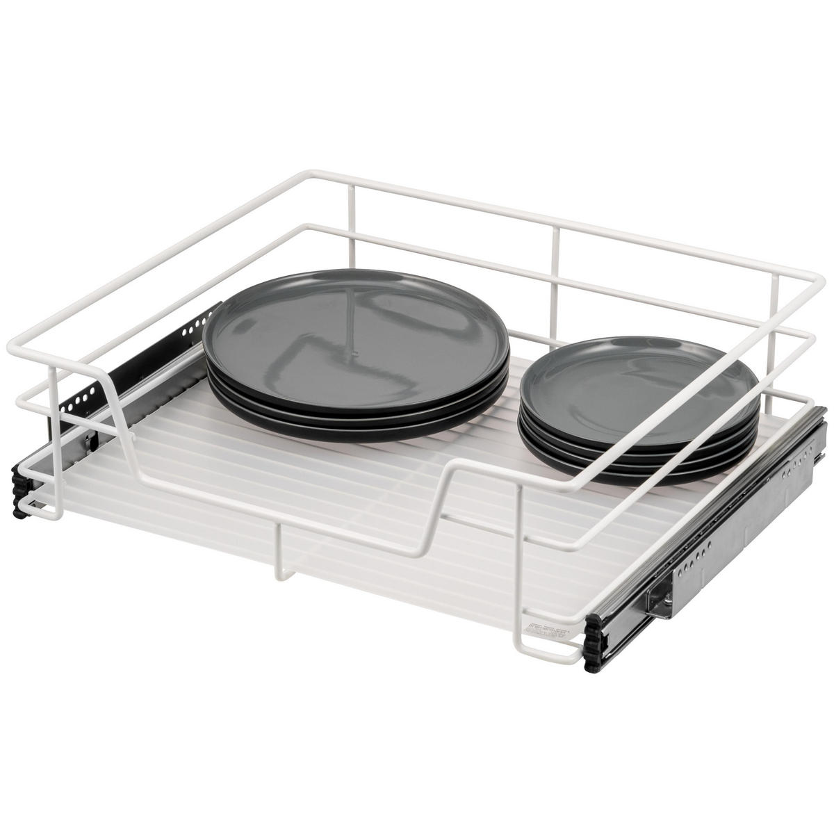 TELESKOPSCHUBLADE 60 cm, weiß, Metall - Weiß, Metall (57/14/44cm) - bremermann