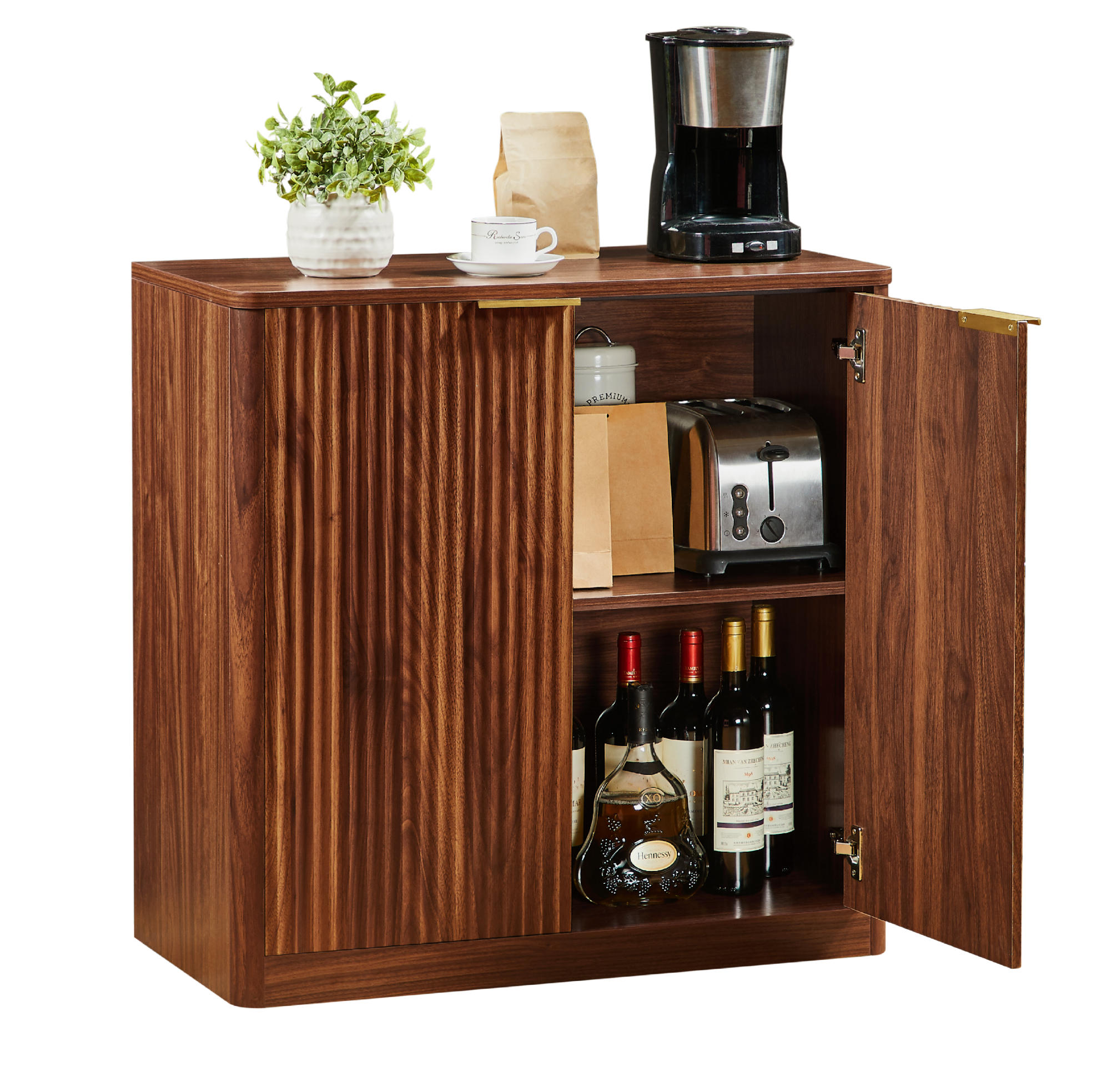 SIDEBOARD 80/40/80 cm Braun aus Spanplatte mit Stauraum - Braun, Holzwerkstoff (40/80/80cm) - OKWISH
