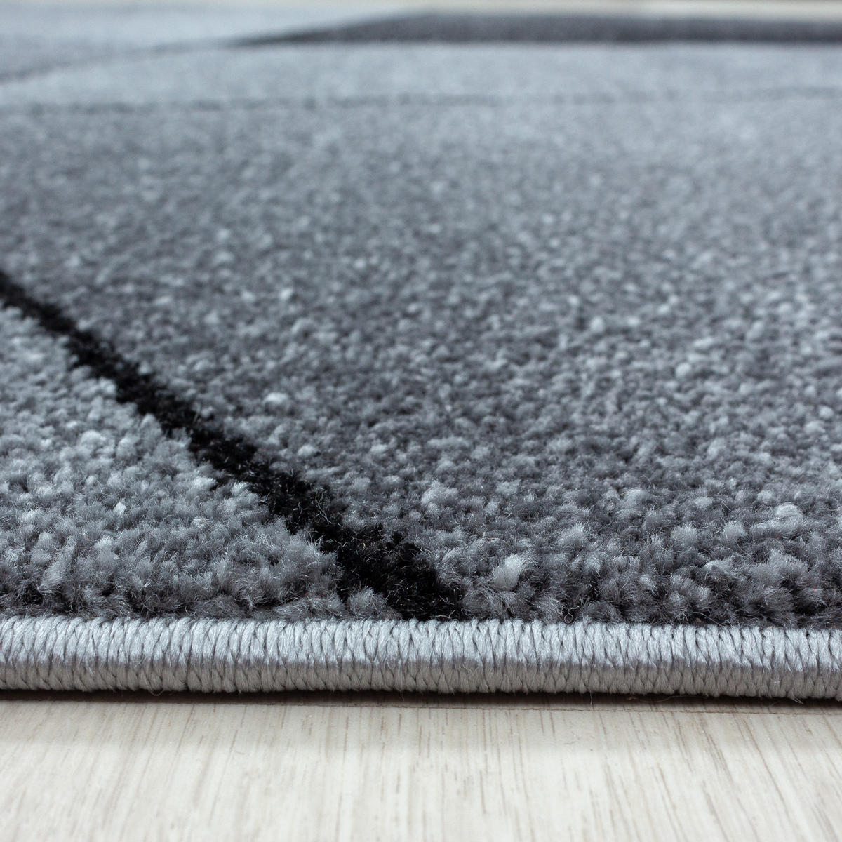 TEPPICH Kurzflor Geometrisch Polypropylen Wohnzimmer Grau Läufer 80x150 - Grau, Textil (80/150cm) - KADIMA DESIGN