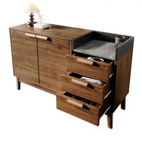 SIDEBOARD mit offener Ablage drei Schubladen Doppeltürschrank höhenverstellbaren Einlegeböden Eiche 120/40/77 cm - Braun, Holz/Holzwerkstoff (120/77/40cm) - EVRYAE