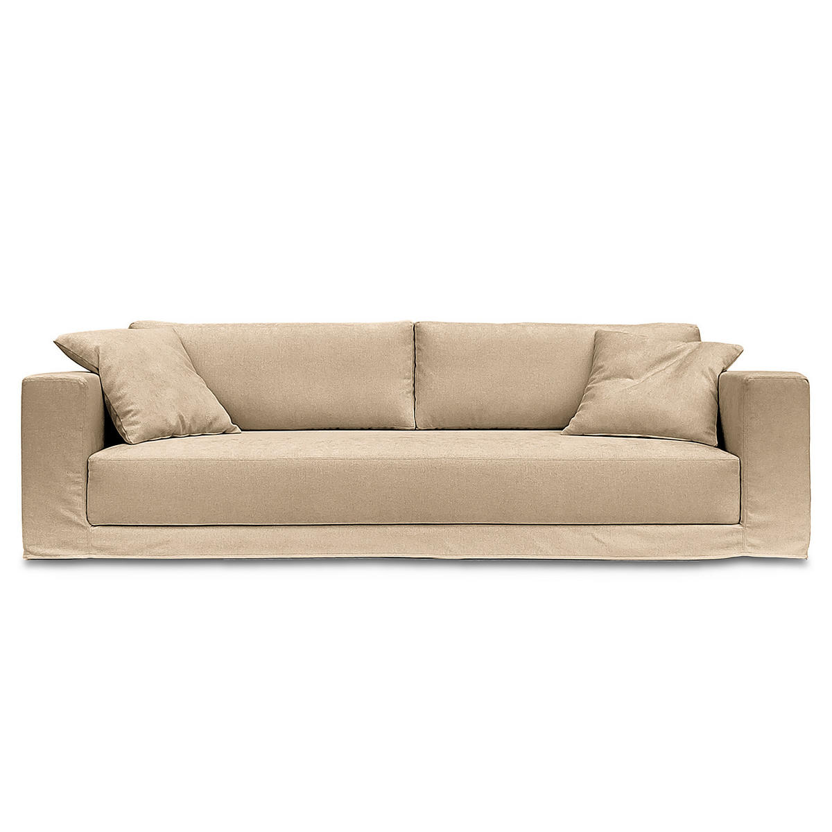 BIGSOFA mit Wechselbezug - Webstoff - Beige/Schwarz, Kunststoff/Textil (265/63/122cm) - home24