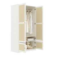 KLEIDERSCHRANK 90/180/48 cm Weiß aus MDF mit Rattantüren - Weiß, Holzwerkstoff (48/180/90cm) - OKMYHOME
