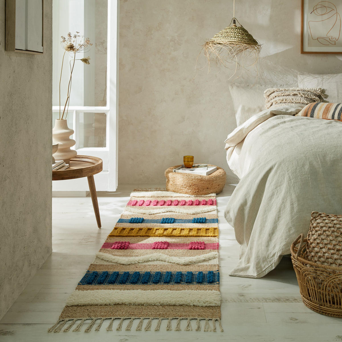 NATURTEPPICH handgewebt Jute-Wolle-Mix skandinavisch WHARFE, Multi 60x230 cm - Multicolor, Textil (60/230cm) - KADIMA DESIGN