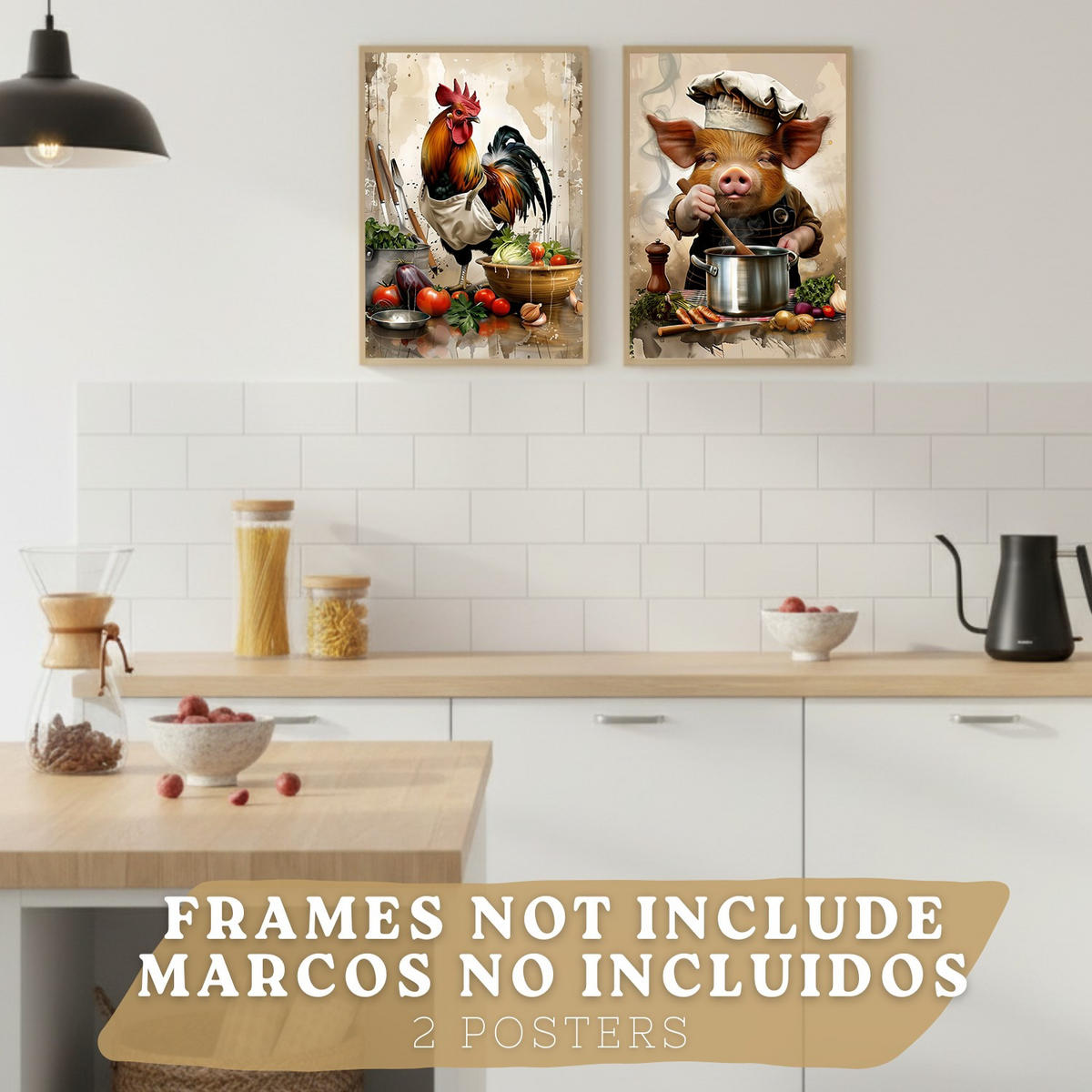 PLAKAT Sada 2 Animal Chef A3 bez rámu - čirá, papír (29.7/1/42cm) - Nacnic