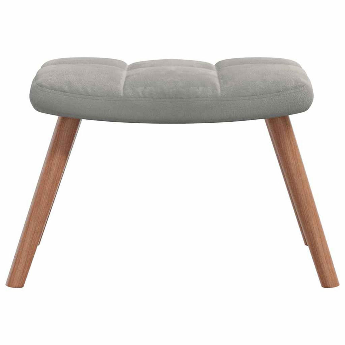 SESSEL mit Hocker, Holzbeine 61,5/69/95,5 cm aus Samt Hellgrau - Hellgrau/Braun, Holz/Textil (61.5/95.5/69cm) - vidaXL