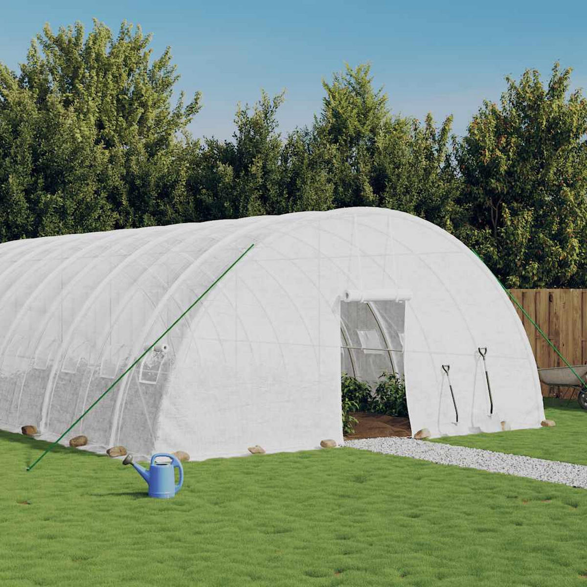 GEWÄCHSHAUS mit Stahlrahmen Weiß 36 m² 6x6x2,85 m - Weiß, Kunststoff (6/2.85/600cm)