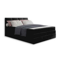 BOXBETT PRADO 140/200 in Velours Schwarz - Schwarz, Holz/Holzwerkstoff (140/200cm) - Deine Möbel 24