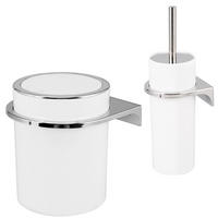 BADEZIMMERSET SAVONA 2TLG., Bürste u. Eimer, rund - weiß - Weiß, Kunststoff (10/36.5/10cm) - bremermann