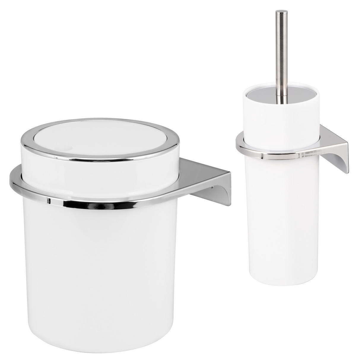 BADEZIMMERSET SAVONA 2TLG., Bürste u. Eimer, rund - weiß - Weiß, Kunststoff (10/36.5/10cm) - bremermann