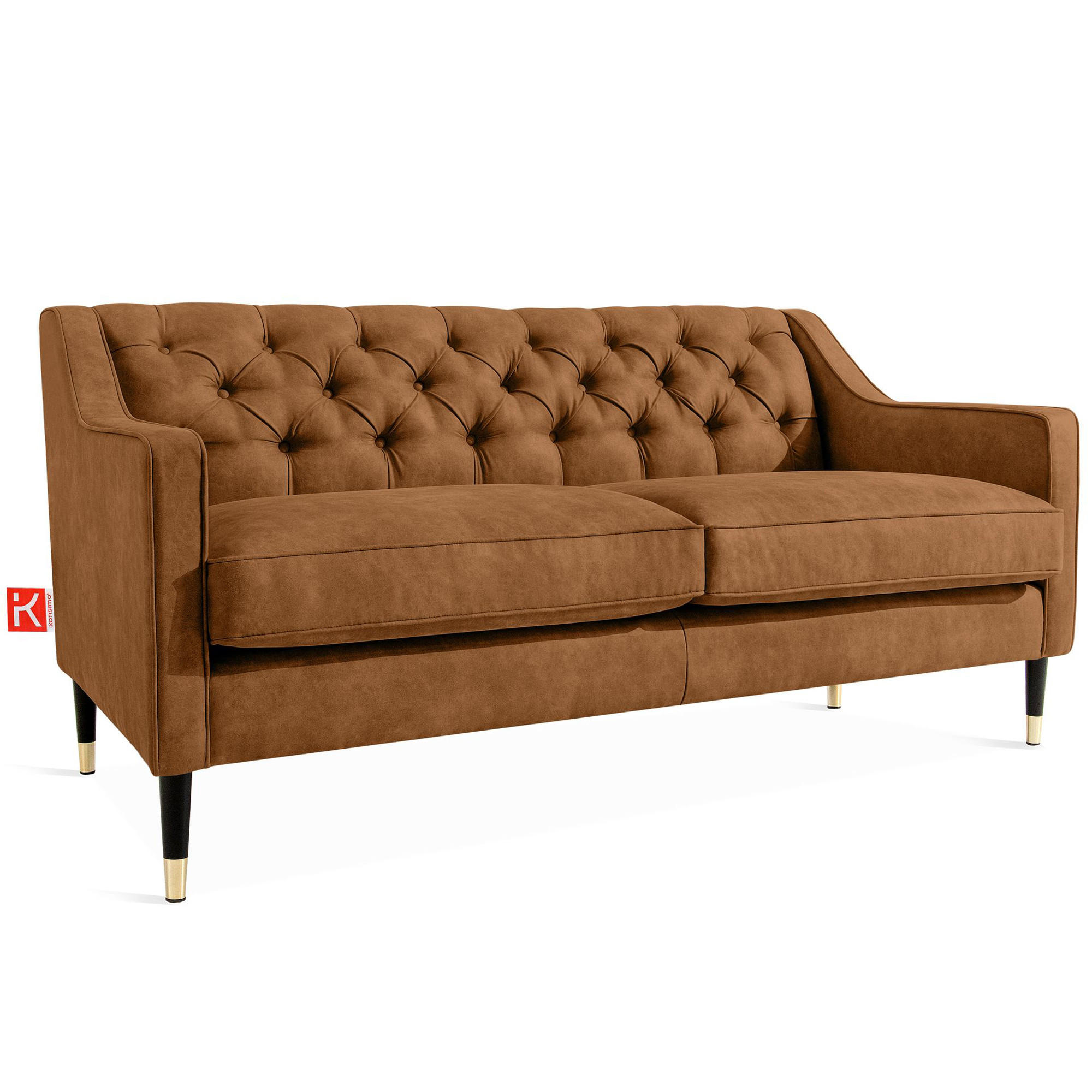2-SITZER-SOFA NOMUS gesteppt, Dunkelorange - Wengefarben/Dunkelorange, Holzwerkstoff (170/78/80cm) - KONSIMO®