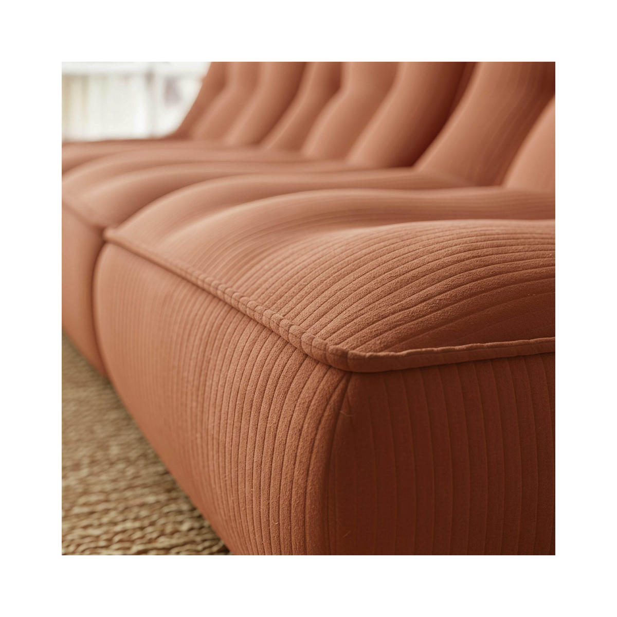 GARTENSOFA mit 3 Sitzplätzen, Terrakotta - Rot, Textil (240/70/90cm) - Oviala