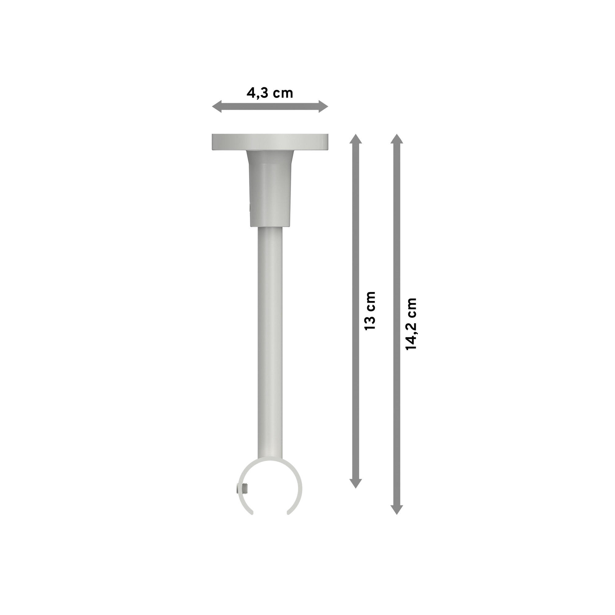 DECKENTRÄGER FÜR GARDINENSTANGEN 20 mm Ø, Sonette 1-läufig, Weiß - Weiß, Metall (4.3/14.2/4.3cm) - INTERDECO