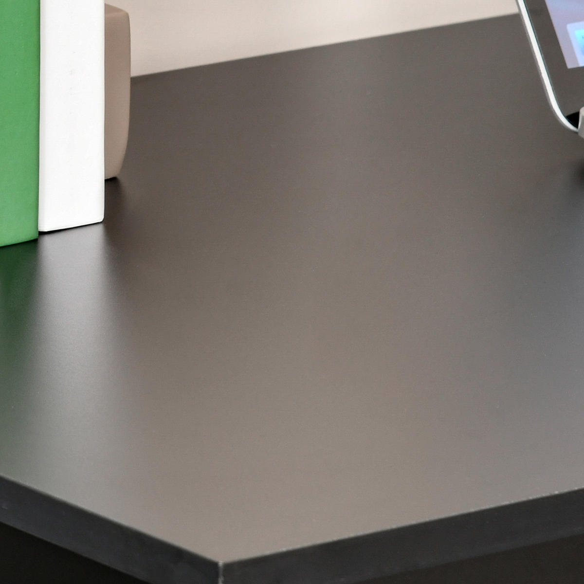 SCHREIBTISCH Schwarz mit 6 offenen Fächern und Regal 120/55/120 cm - Schwarz, Holz (55/120/120cm) - PANGIVO