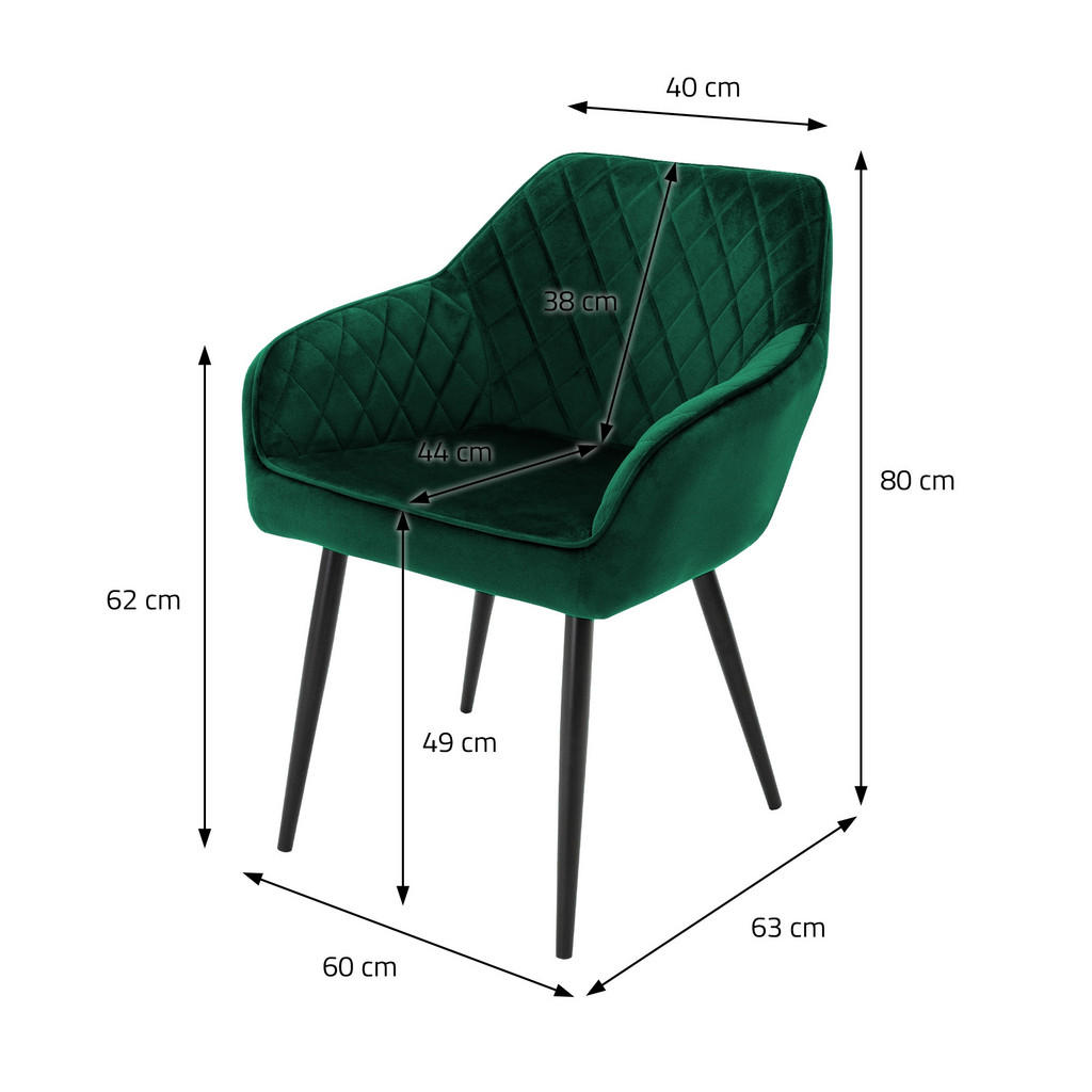 Thumbnail - Ml-Design Esszimmerstuhl, Dunkelgrün, Textil, 60x80x63 cm, Esszimmer, Stühle, Esszimmerstühle, Vierfußstühle