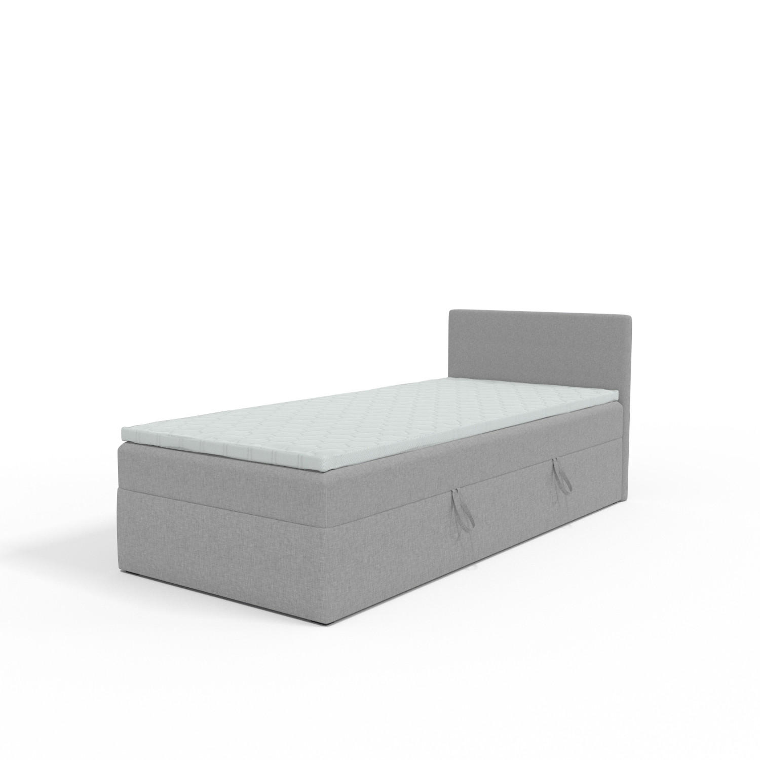 BOXBETT mit Bettkasten Menorca mini 100x200 cm, Hellgrau - Hellgrau, Textil (100/200cm) - Meblito
