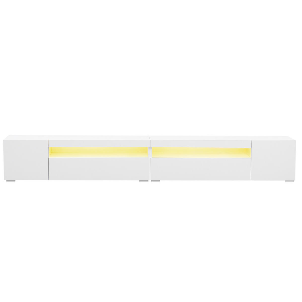 NÍZKÁ komoda z MDF, 240/35,5/38,5 cm bílý, s variabilním LED osvětlením - bílá, kompozitní dřevo (240/35.5/38.5cm) - BEAOK