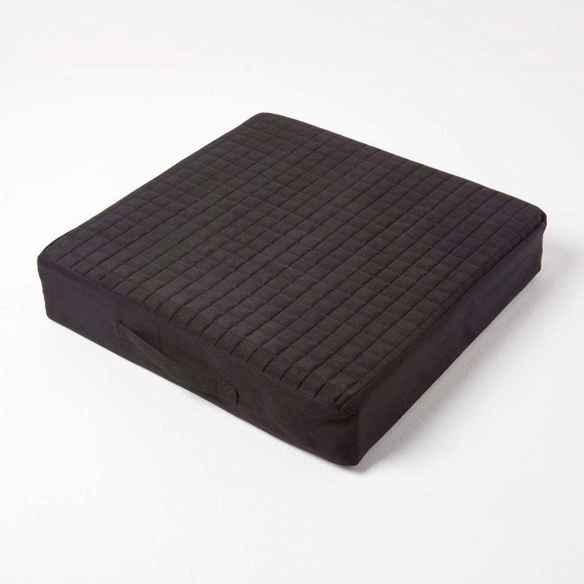 SITZKISSEN-BEZUG schwarz 50/50/10 – Kissenhülle wattiert, Velours - Schwarz, Textil (50/50/10cm) - Homescapes