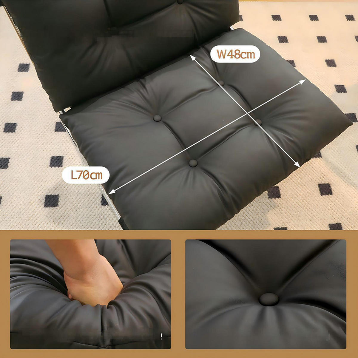 FOTOLIU CU HUSĂ DETASABILĂ, Negru - negru, piele (84.1/84.6/72.2cm) - KOMHTOM