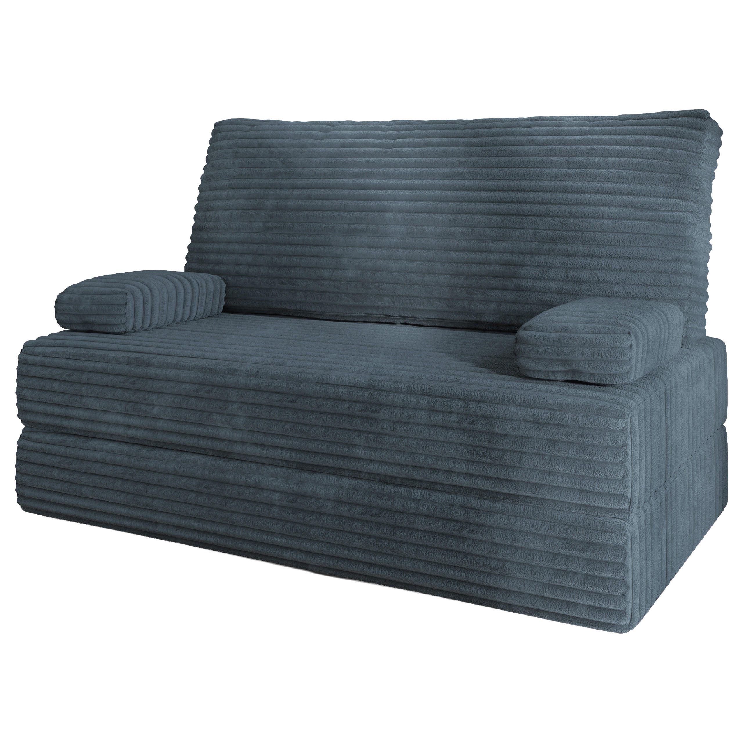 BETTSOFA LADIA aus Schaumstoff Cordstoff Grau Schlaffunktion - Blaugrau, Textil (140/86/60cm) - MASSENO