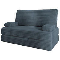 BETTSOFA LADIA aus Schaumstoff Cordstoff Grau Schlaffunktion - Blaugrau, Textil (140/86/60cm) - MASSENO