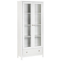 VITRINE mit Glastüren 80 cm Weiß Nornalup - Weiß, Holzwerkstoff (80/180/35cm) - Beliani