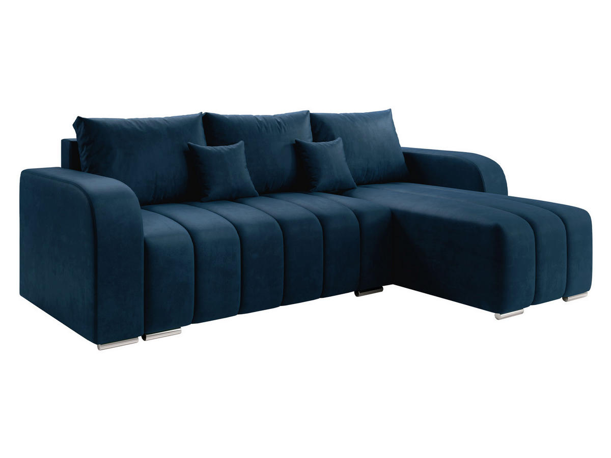 ECKSOFA Pufetto - Blau/Silberfarben, Holz/Textil (244/147cm) - MIRJAN24