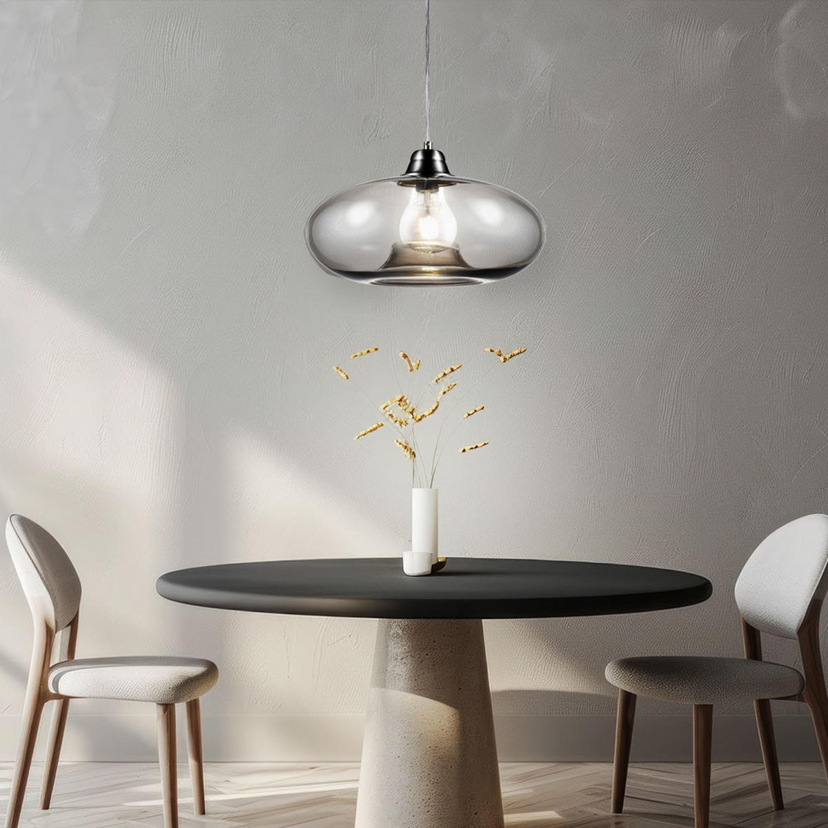 LED HÄNGELEUCHTE LILLE Metall Grau - Grau, Glas (40/40/150cm) - Nowa