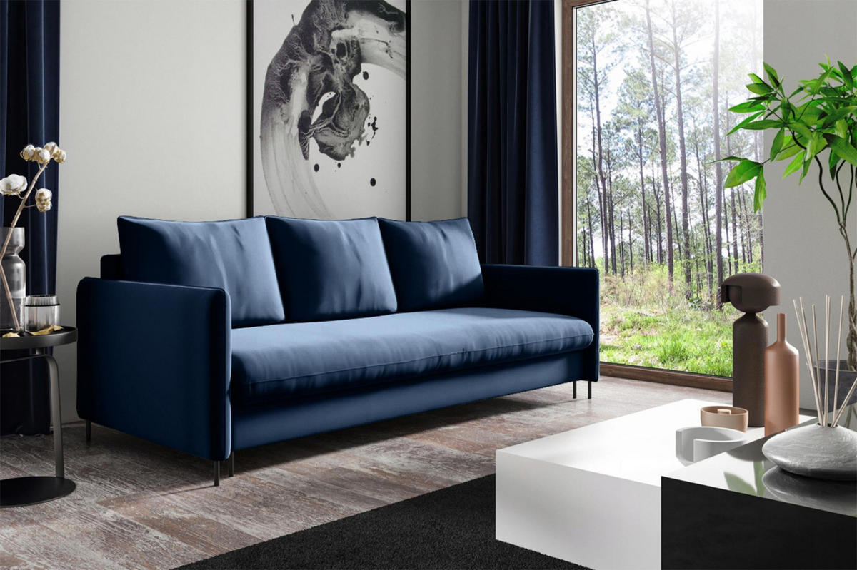 SCHLAFSOFA Belis in Dunkelblau - Dunkelblau, Holzwerkstoff/Textil (216/95/100cm) - Bettso
