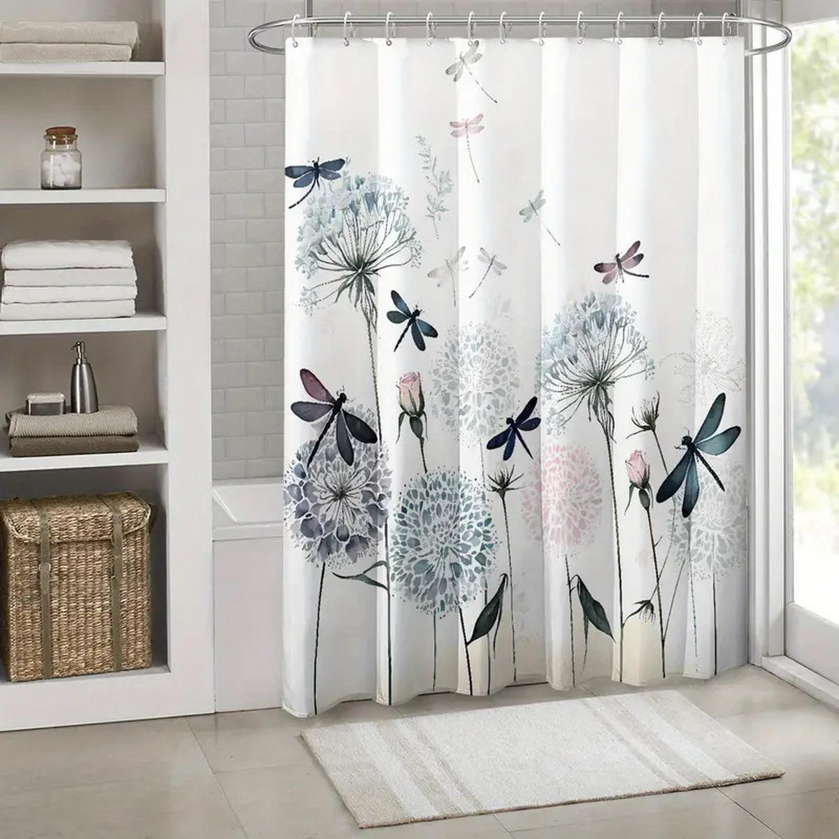DUSCHVORHANG Badewanne wasserdicht dekorativ mit Haken Badezimmer - Multicolor, Textil (180/200cm) - MCBOSON