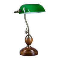 BANKERLAMPE - Multicolor, Glas/Holz (18/26.5/43cm) - Relaxdays