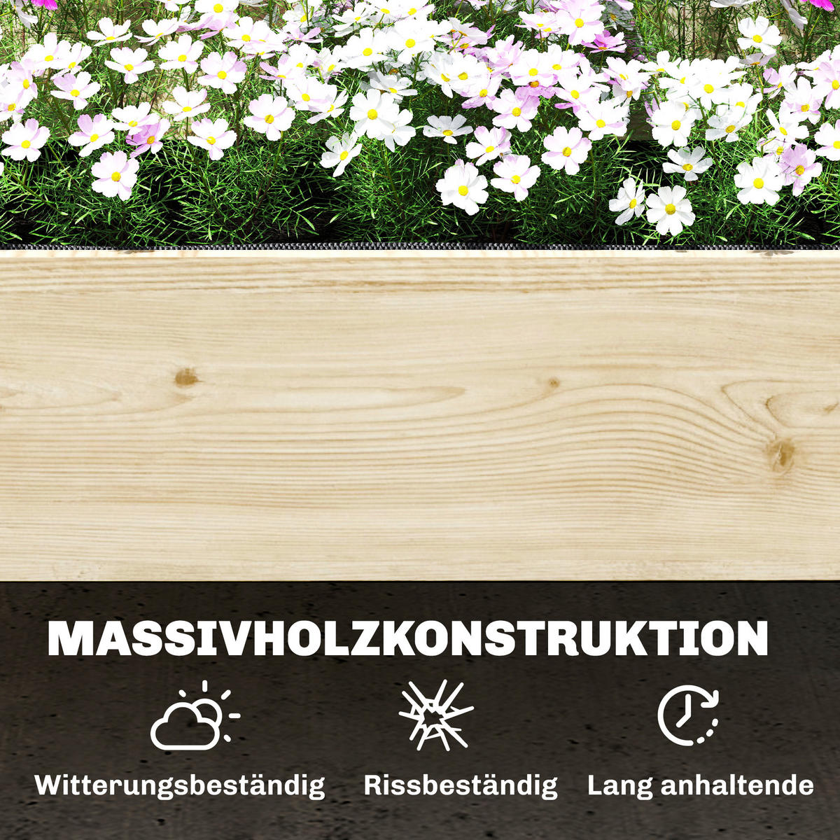 HOCHBEET mit Rankgitter Tannenholz 108/62/120 cm - Naturfarben, Holz (62/120/108cm) - Outsunny