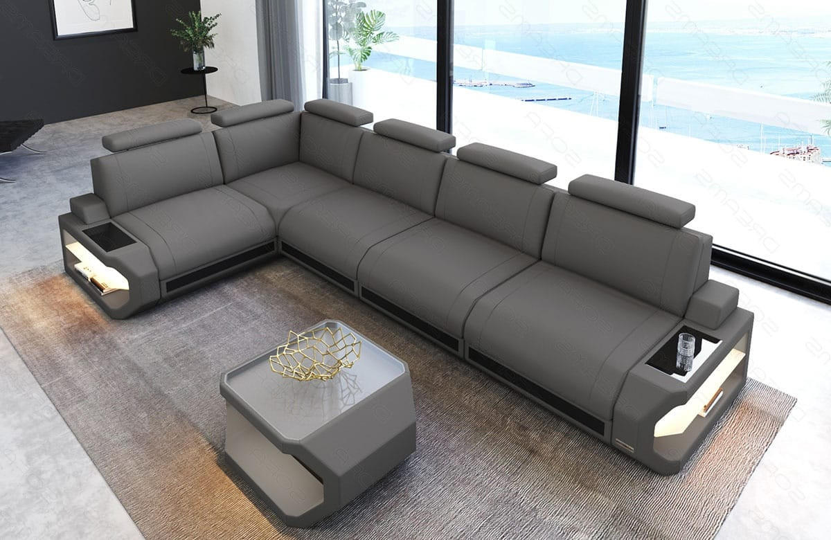 ECKSOFA Siena Hellgrau Schwarz Mikrofaserstoff - Hellgrau, Kunststoff (347/197cm)
