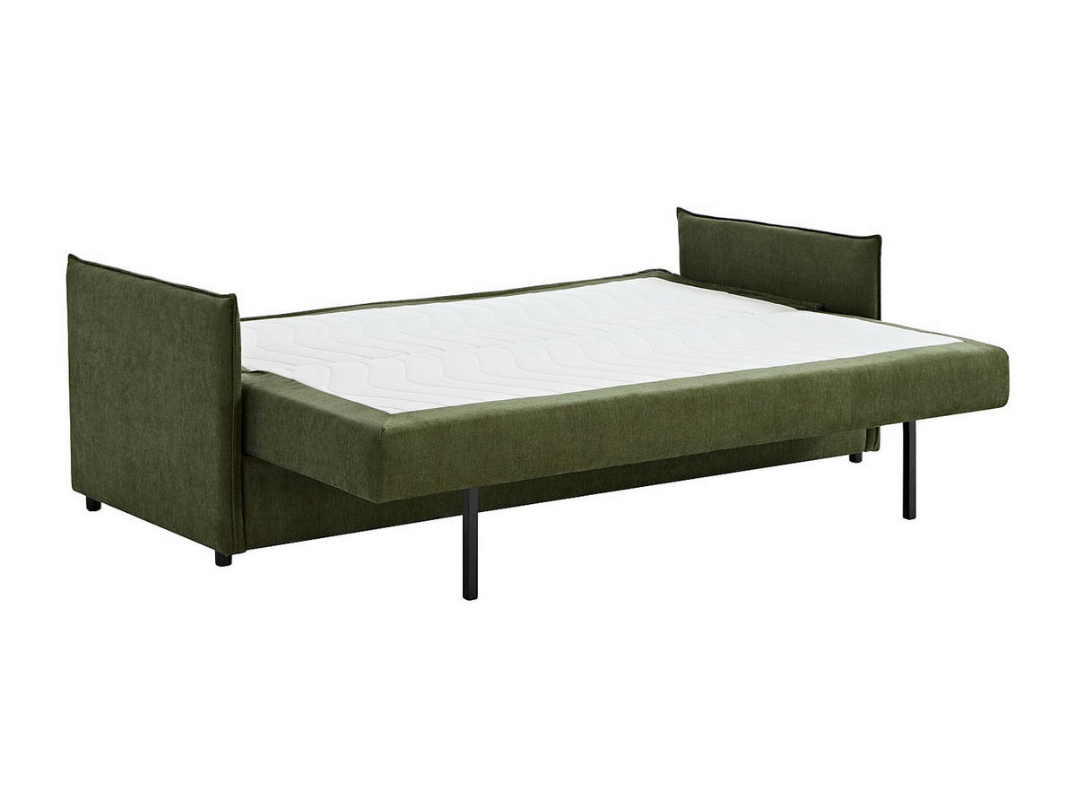 SCHLAFSOFA 3-Sitzer - Stoff - Khaki-Grün - Liegefläche mit Memory-Schaum - SERABA - Grün, Textil (204/92/82cm) - Vente-Unique