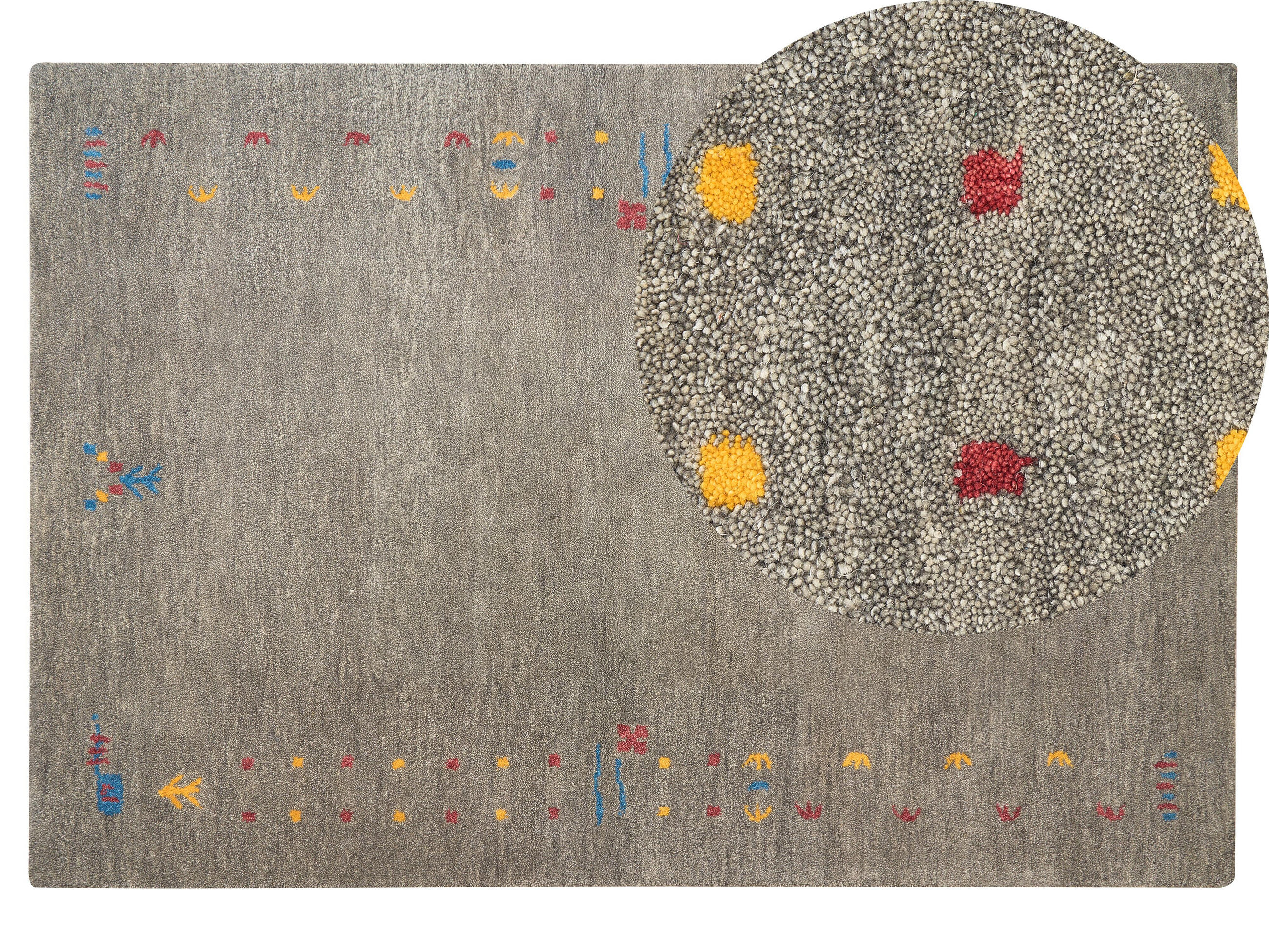 KURZFLOR-GABBEH Seymen 200/140 cm - Grau, Textil (140/200cm) - Beliani