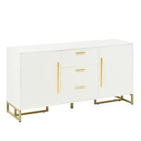 SIDEBOARD in Weiß & Gold mit 2 Türen & 3 Schubladen - Weiß, Holzwerkstoff (145/75/40cm) - Urban Meuble