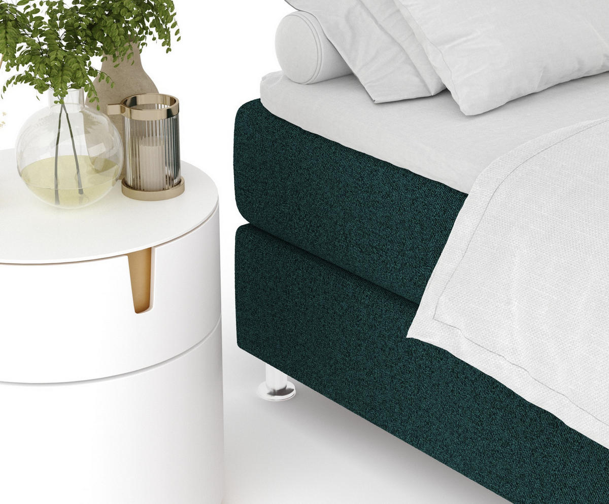 BOXSPRINGBETT Sub Grün 160/200 cm mit Latex-Topper - Silberfarben/Grün, Holz/Holzwerkstoff (160/200cm) - Maison de Reve