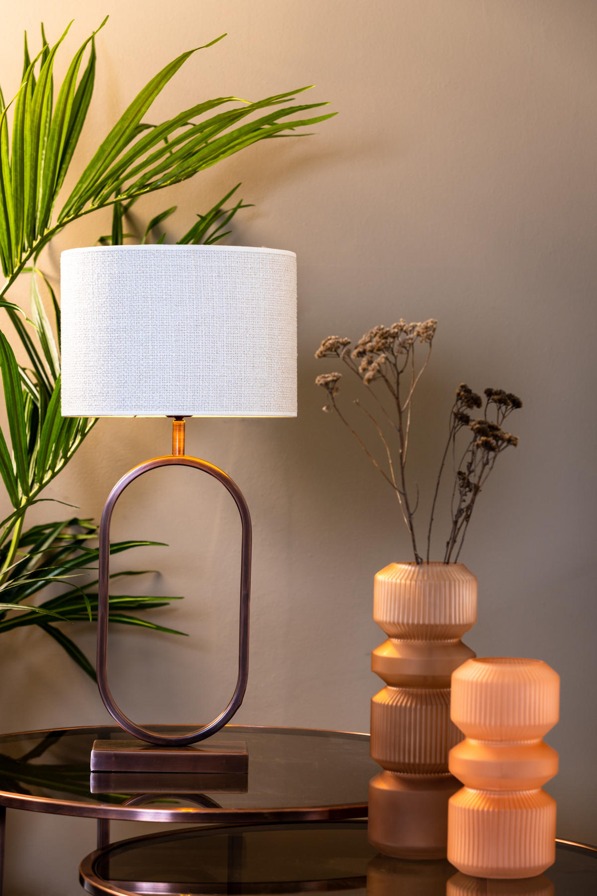 LAMPENSCHIRM Saverna Weiß Ø30/21 cm - Weiß, Textil (30/30/21cm) - Light & Living