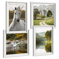 BILDER SET 4er Set - 50x50 cm & 40x60 cm Weißer Rahmen - Natur des Flusses White Horses - Weiß, Kunststoff (50/50cm) - TULUP