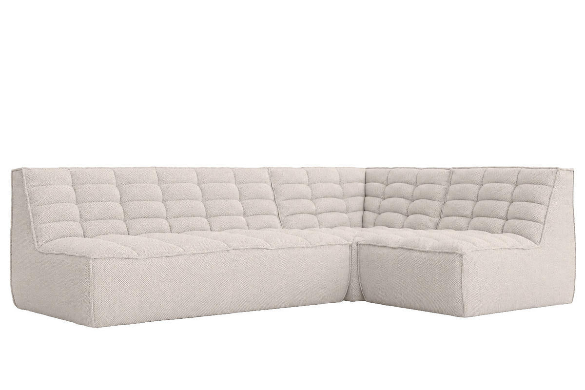 ROHOVÁ SEDAČKA modulární ve tvaru L, plyšová tkanina Pop, Béžová, Pravá strana, LAZY L Mini - béžová, dřevo (253/173cm) - Kaiser Möbel