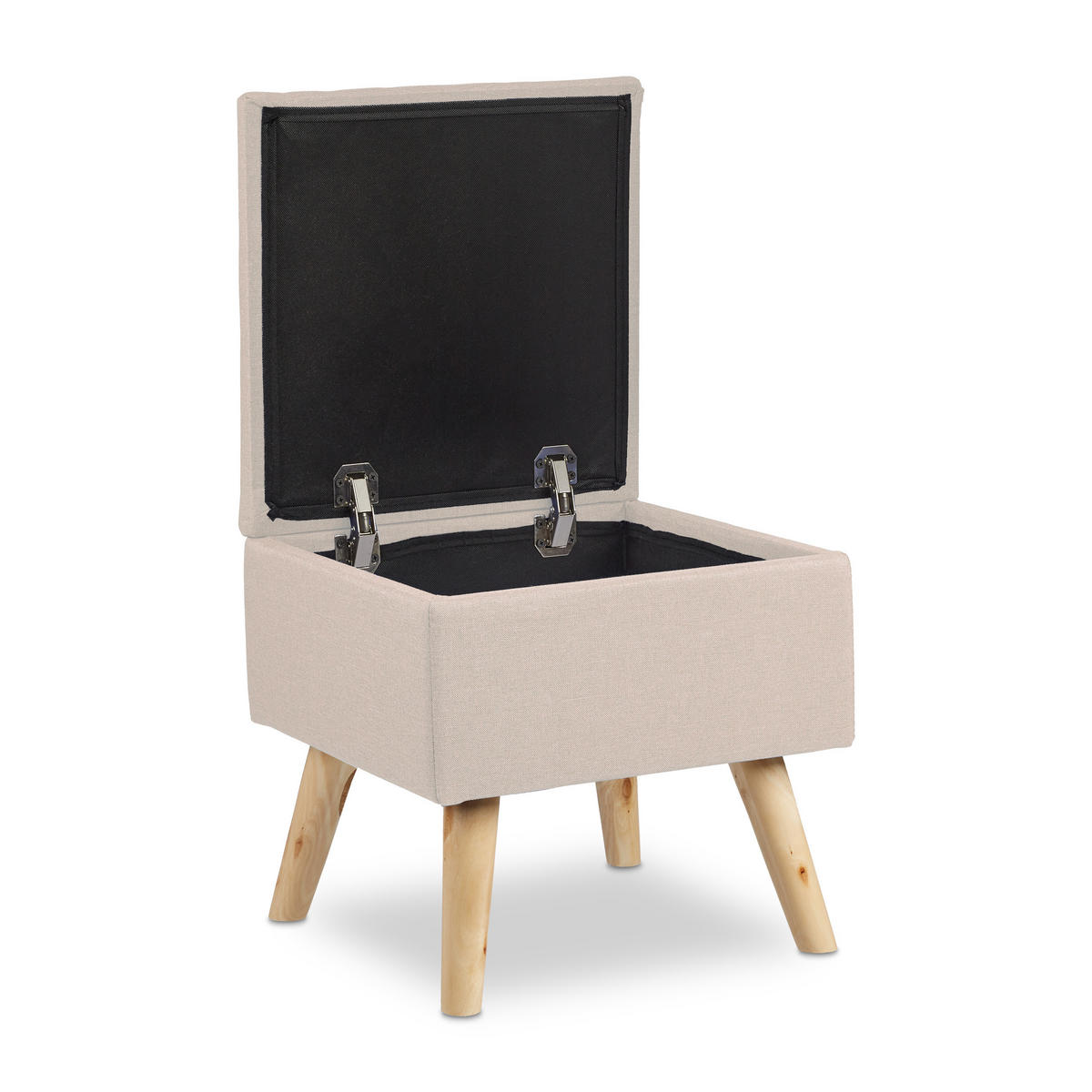 HOCKER - Beige, Holz/Holzwerkstoff (40/40/40cm) - Relaxdays