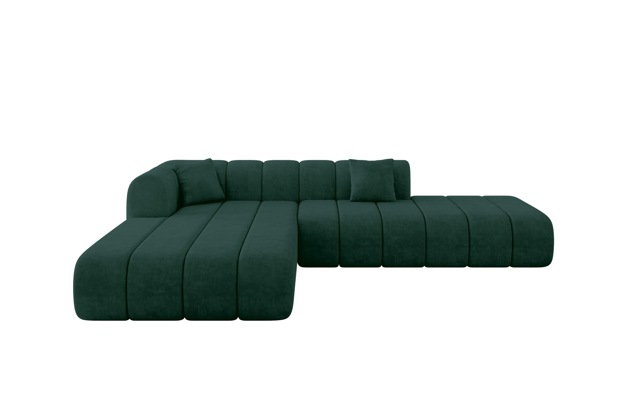 ECKSOFA Ottomane Links BILA-L 289x176x71 Grün Samt - Jadegrün/Schwarz, Holzwerkstoff/Kunststoff (176/289cm) - ALTDECOR